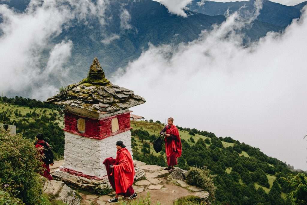 Bhutan Monks Chorten