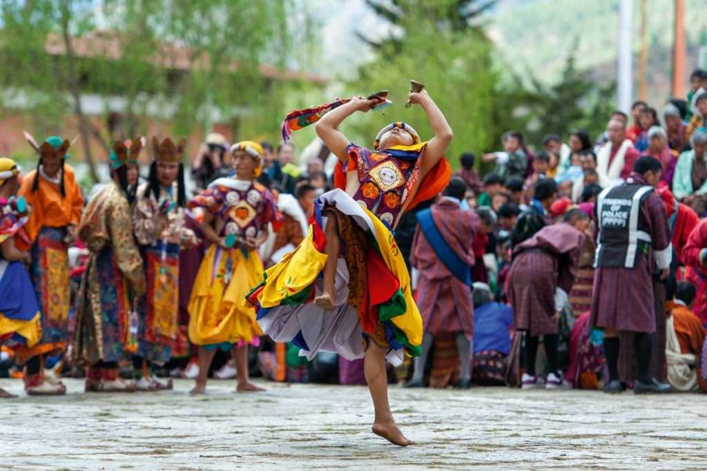 Mask dance Paro tshechu festival Bhutan