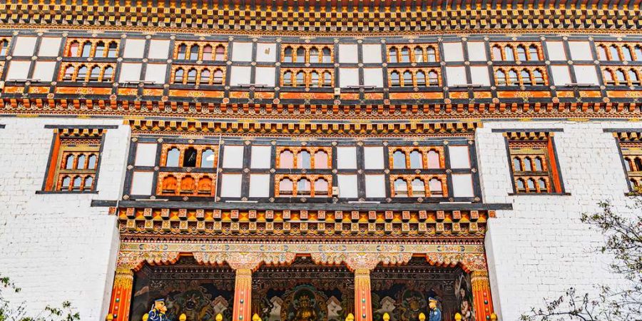 Tashichho Dzong Entrance with Police